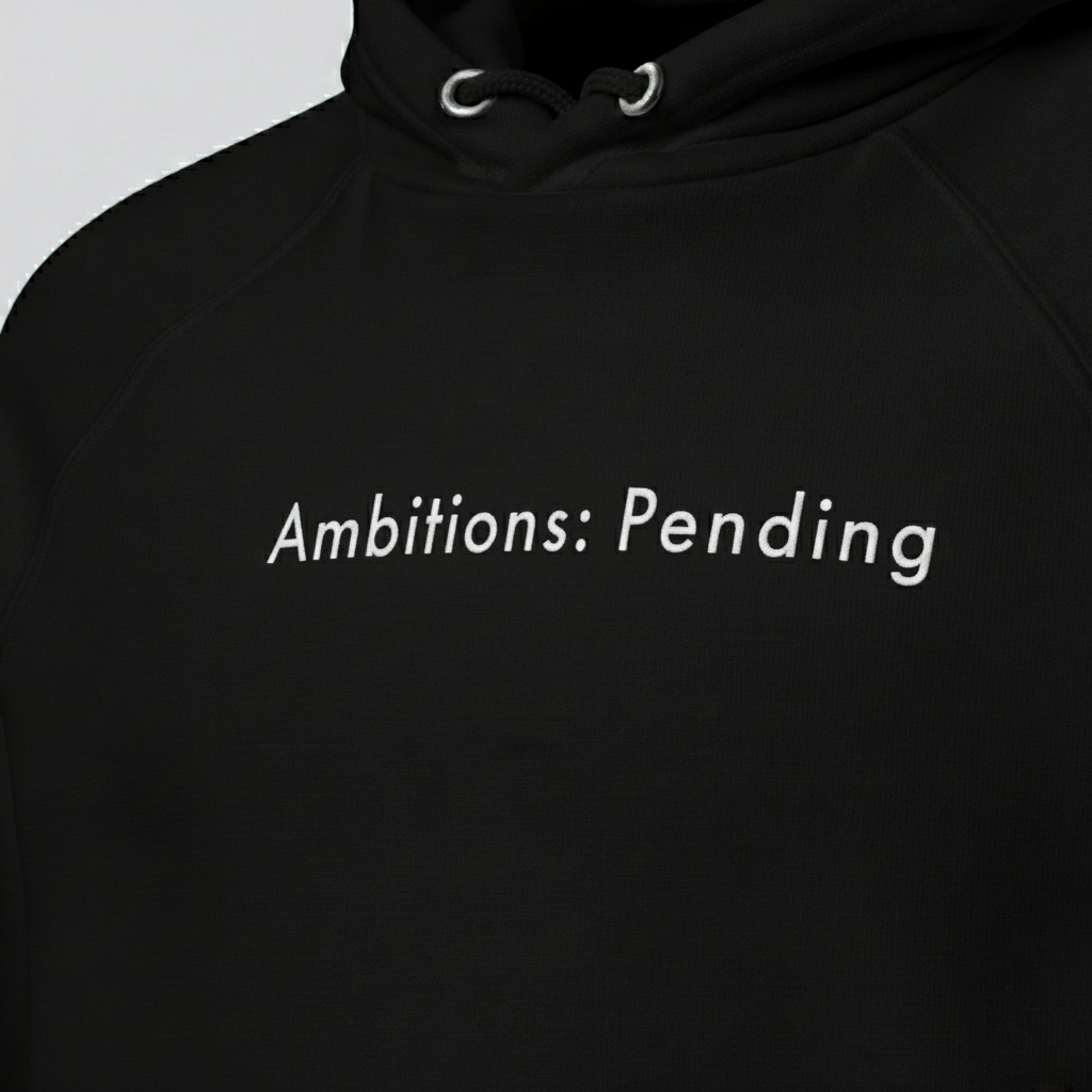 Black Ambitions: Pending hoodie with minimalist text print